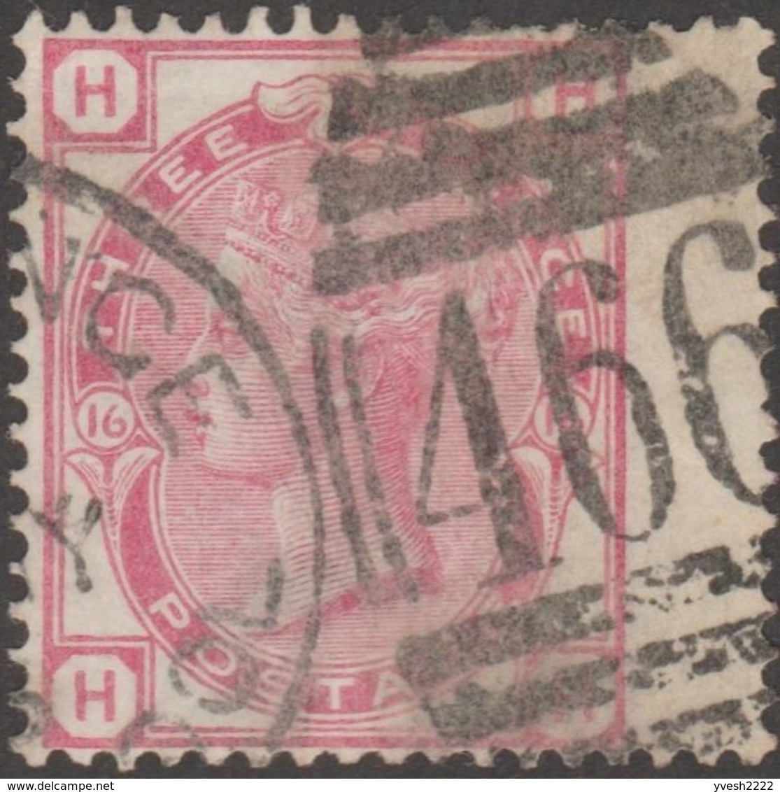 GB 1873 Y&T 51 SG 144 Michel 41. Victoria 3 P Rose, Filigrane Tige De Rose. Planche 16. Lettres HH. Oblit. 466 - Usati