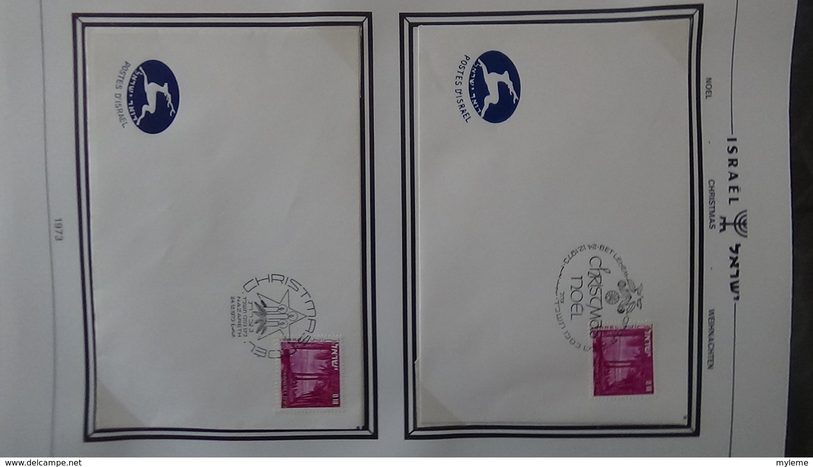 Très beau classeur SHEPS de 60 enveloppes de Noël d'Israël de 1968 à 2002. Villes différentes. A saisir  !!!