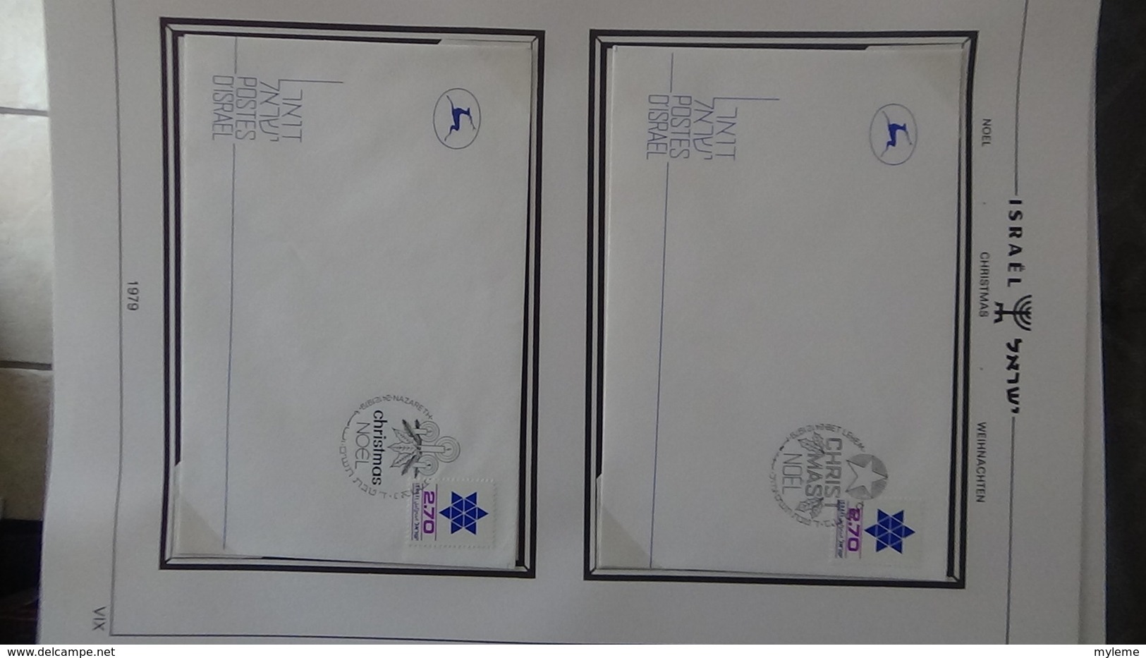 Très beau classeur SHEPS de 60 enveloppes de Noël d'Israël de 1968 à 2002. Villes différentes. A saisir  !!!