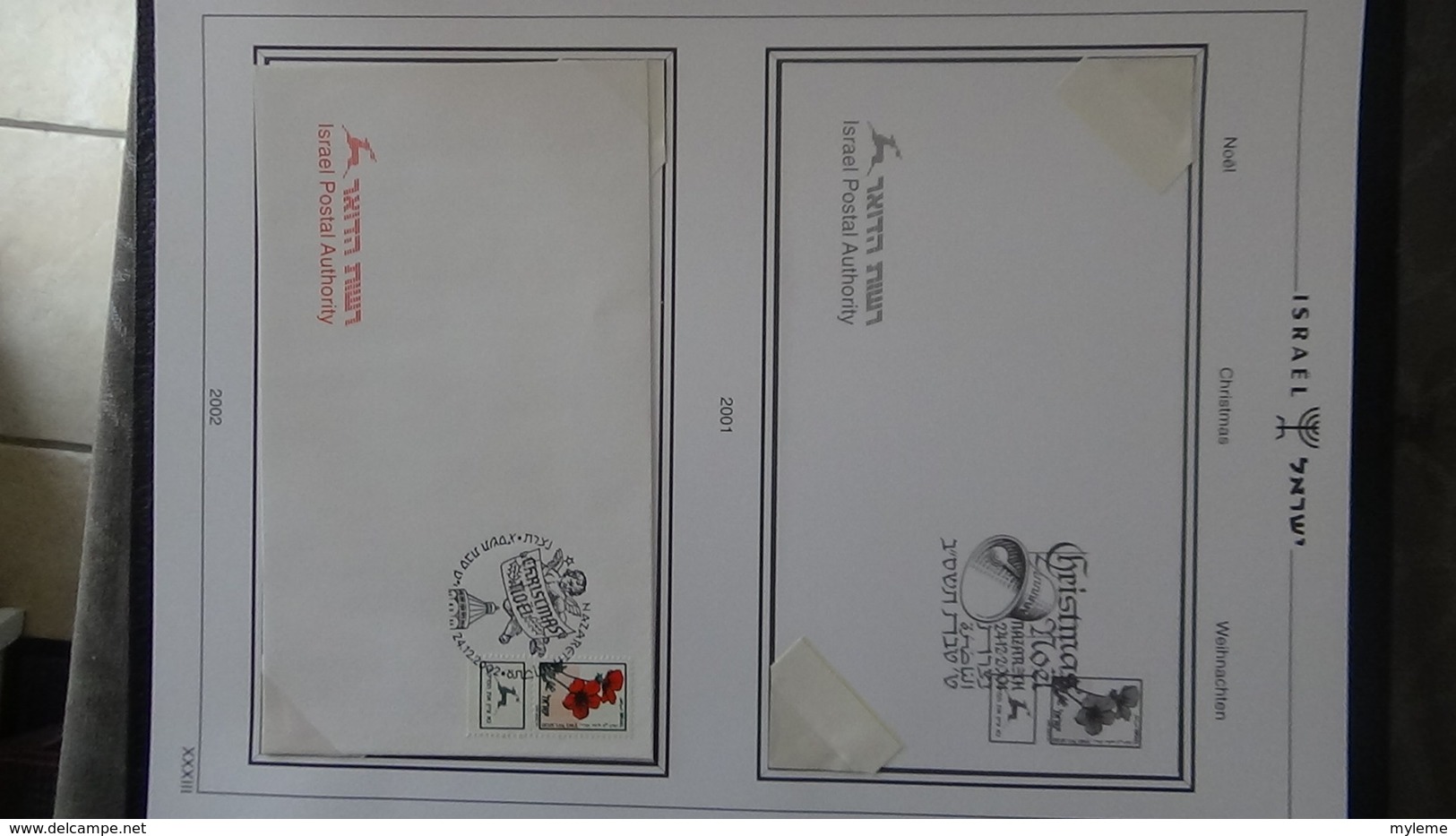 Très beau classeur SHEPS de 60 enveloppes de Noël d'Israël de 1968 à 2002. Villes différentes. A saisir  !!!