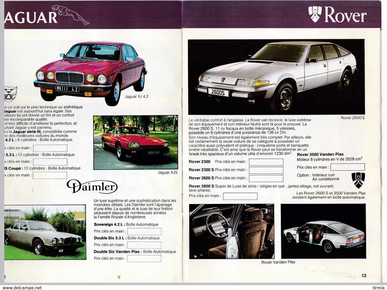 Catalogue - Concessionnaires British Leylands France - Innocenti - Jaguar - Rover - Daimler - Austin ...  1981 - Voitures