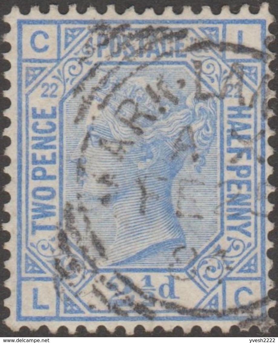 GB 1881 Y&T 62 SG 157 Michel 59. Victoria 2 1/2 P. Bleu, Filigrane Couronne. Planche 22. Lettres CL. Superbe - Used Stamps