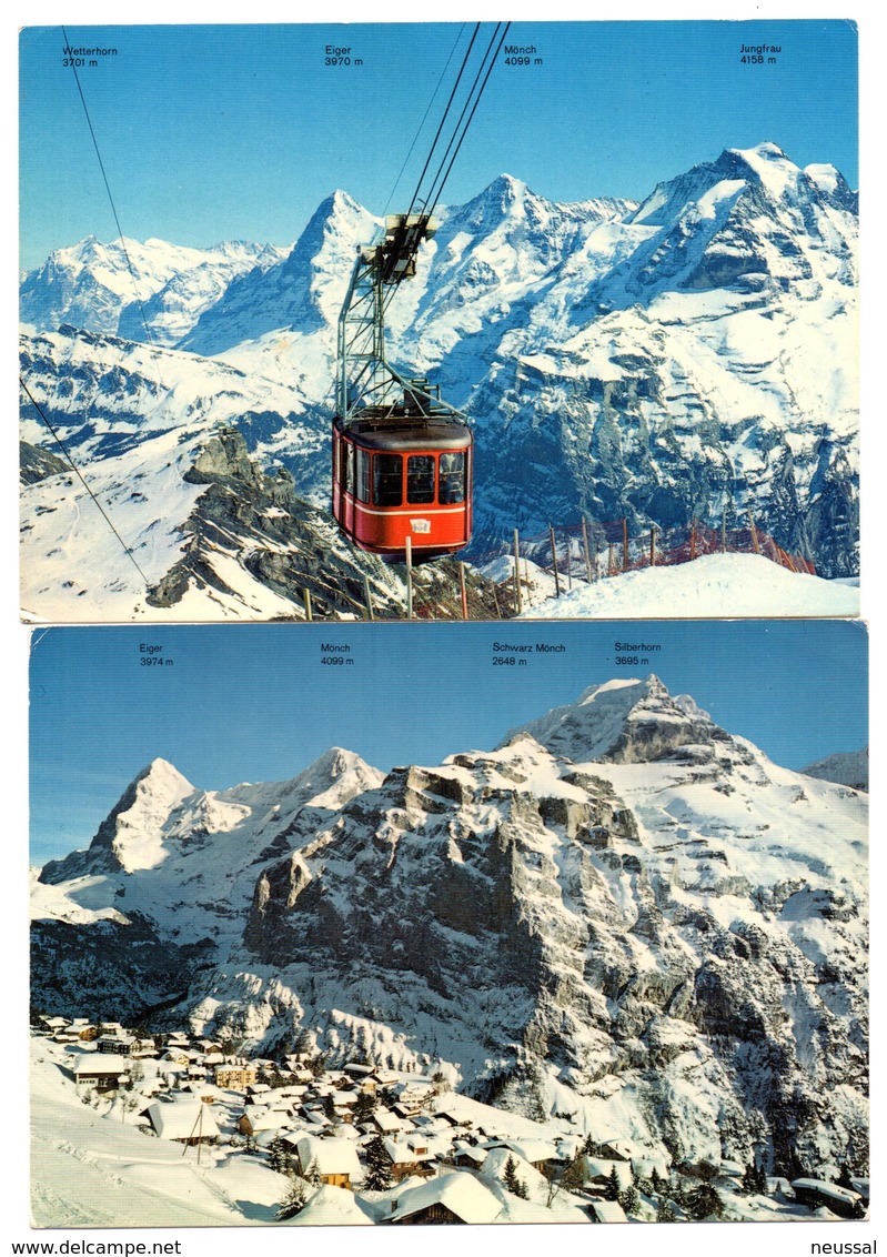 2 Tarjetas Postal De Murren Con Matasellos Schilthorn. - Mürren