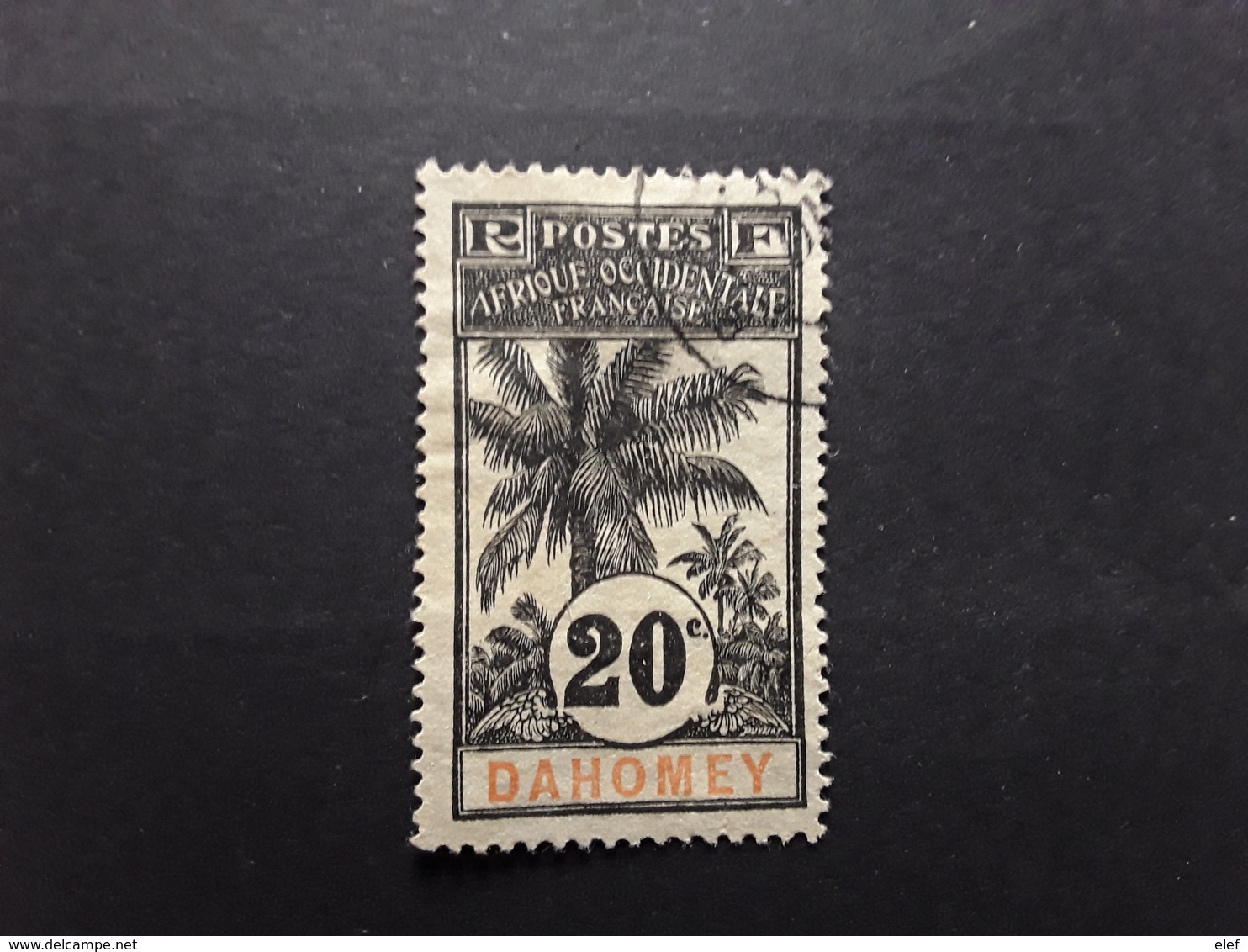 DAHOMEY 1906 , Type Palmier , Yvert No 23 , 20 C Noir Sur Bleu Gris Obl TB - Usados