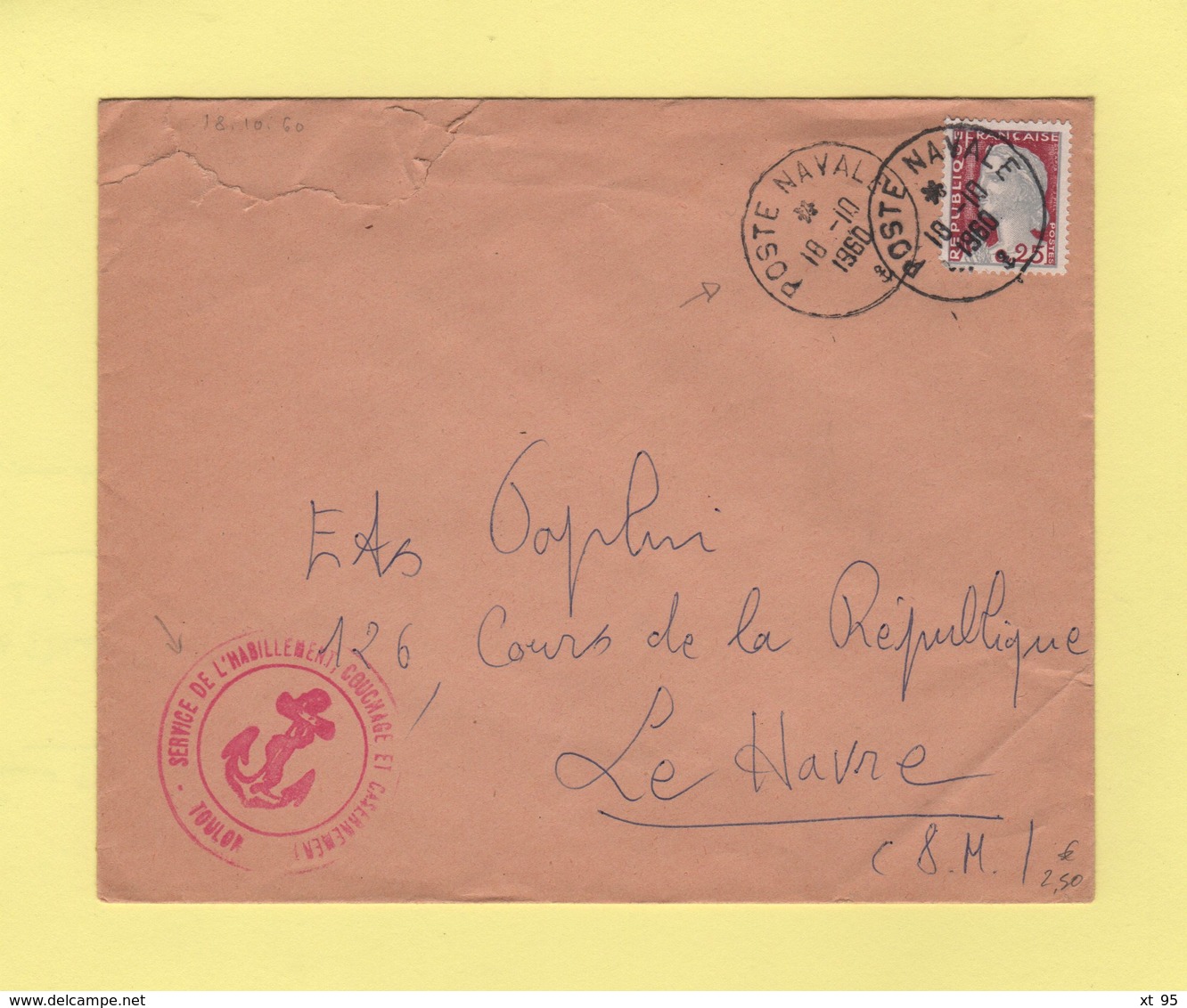 Poste Navale - Service De L Habillement Couchage Et Casernement - Marianne De Decaris - 1960 - 1961-....