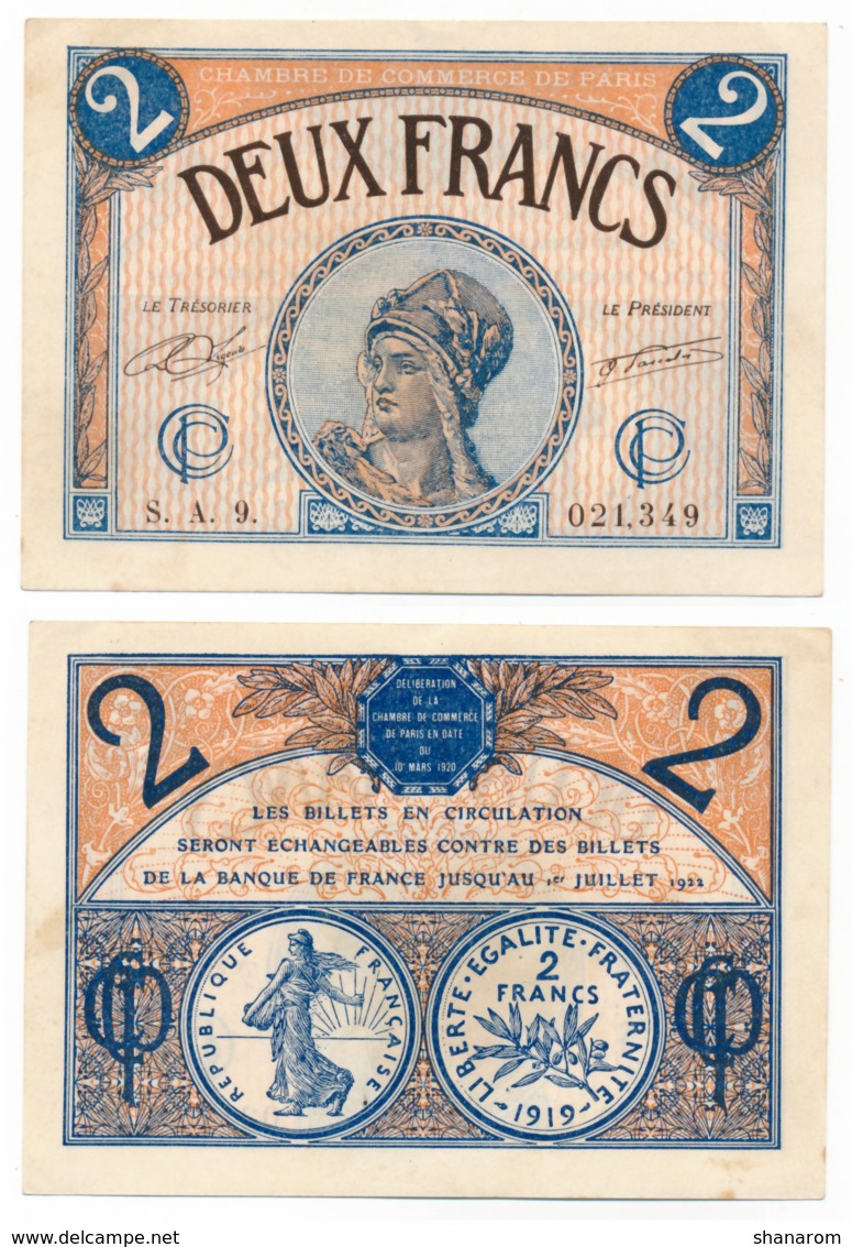 1914-1918 // C.D.C. // PARIS // 10 Mars 1920 // 2 Francs // Sans Filigrane - Chambre De Commerce