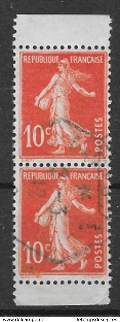 T 00082 - France 1906, RARE Paire Verticale Oblitérée De Carnet Du N° 135 - 1906-38 Sower - Cameo