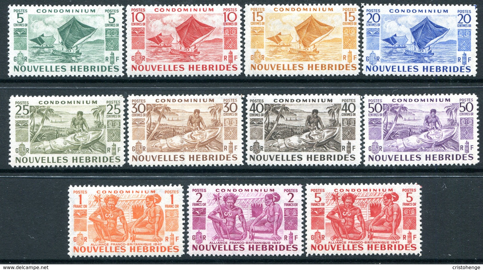 Nouvelles Hebrides 1953 Pictorials Set HM (SG F81-F91) - Unused Stamps