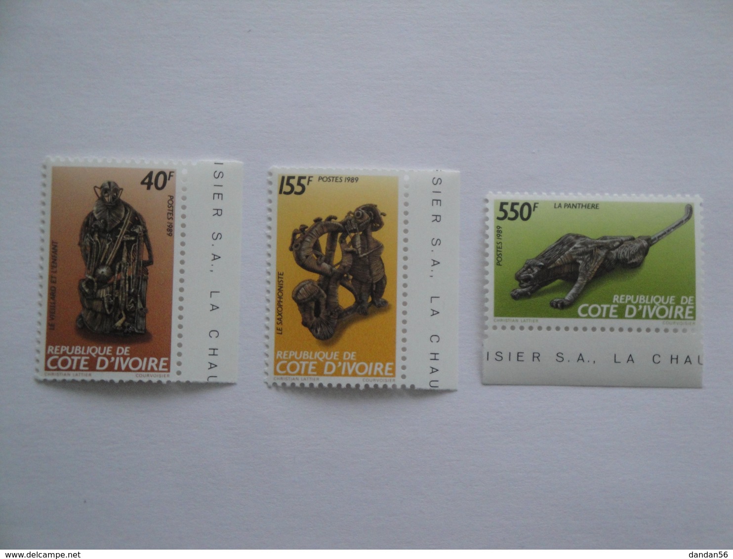 1989 Cote D'Ivoire 825/7 ** MNH  Art Sculptures Cote 8.00 € Michel 992/4 Scott 871/3 Christian Lattier - Côte D'Ivoire (1960-...)