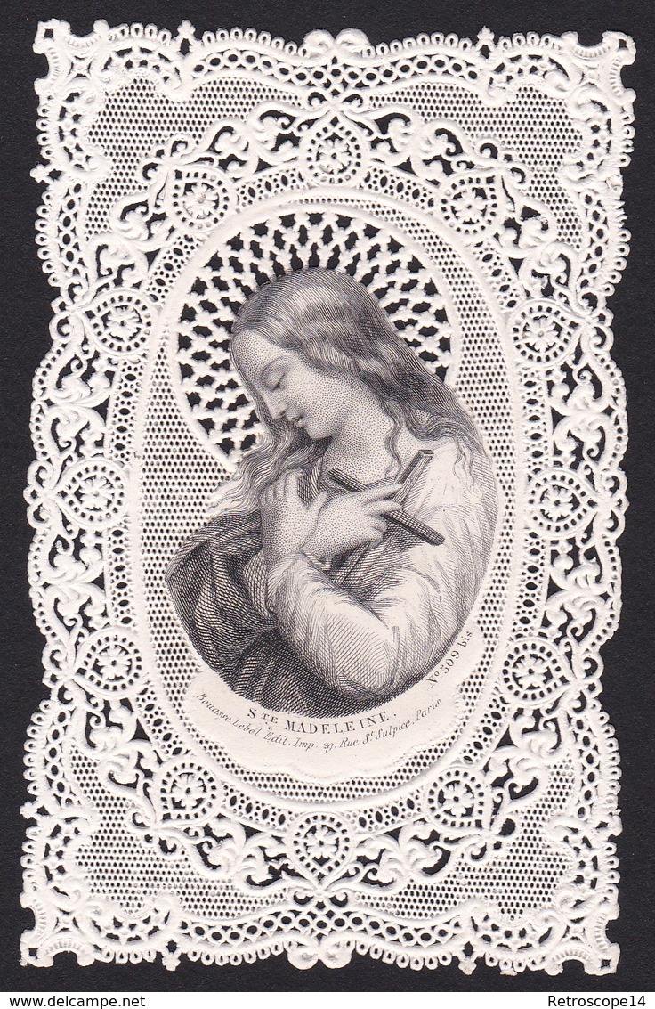 BEAU CANIVET SAINTE MADELEINE TBE. 1870. BOUASSE LEBEL Santino Holy Card - Religion & Esotérisme