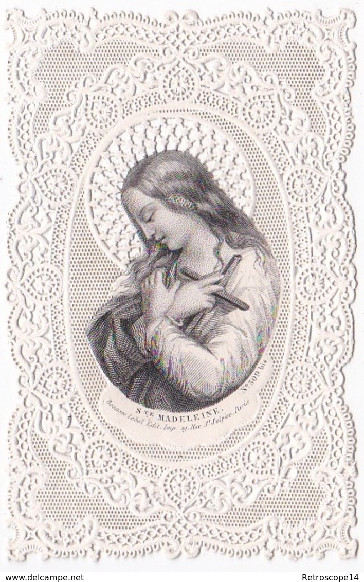 BEAU CANIVET SAINTE MADELEINE TBE. 1870. BOUASSE LEBEL Santino Holy Card - Religion & Esotérisme
