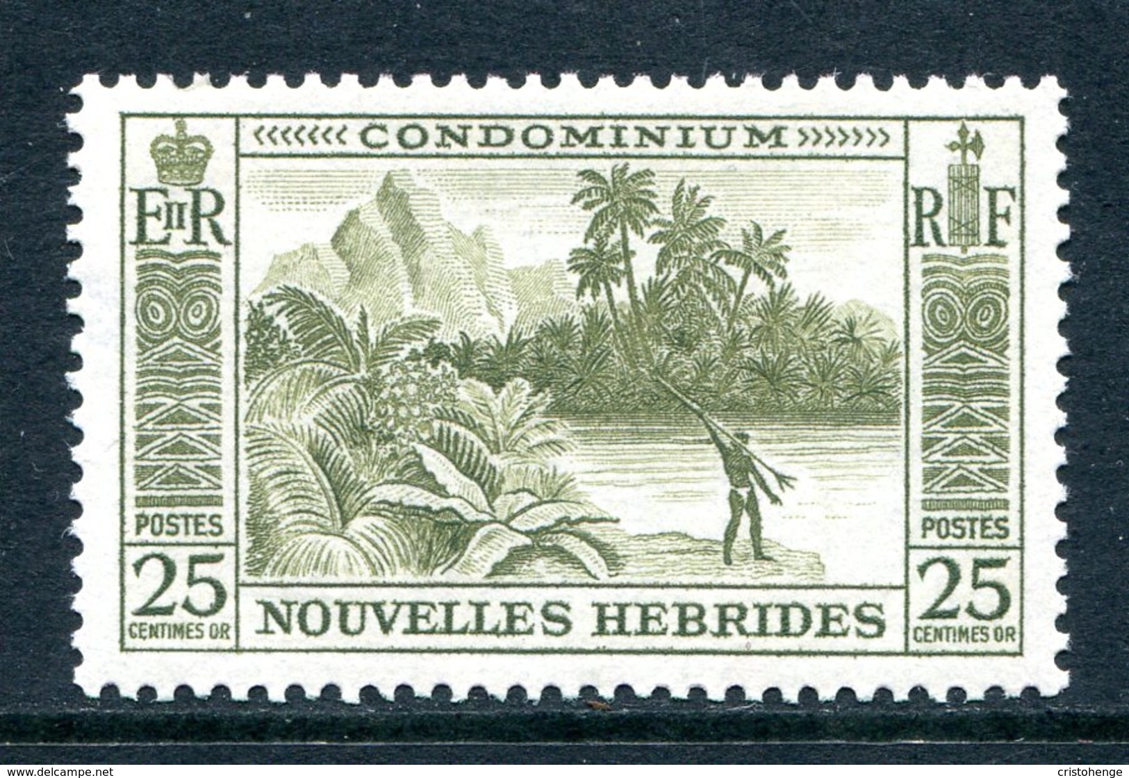 Nouvelles Hebrides 1957 Pictorials - 25c Value LHM (SG F100) - Used Stamps