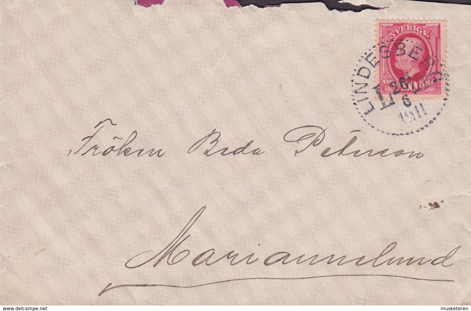 Sweden LINDESBERG 1911 'Petite' Cover Brief To MARIANNELUND 10 Öre Oscar II. Koppertryck - Briefe U. Dokumente