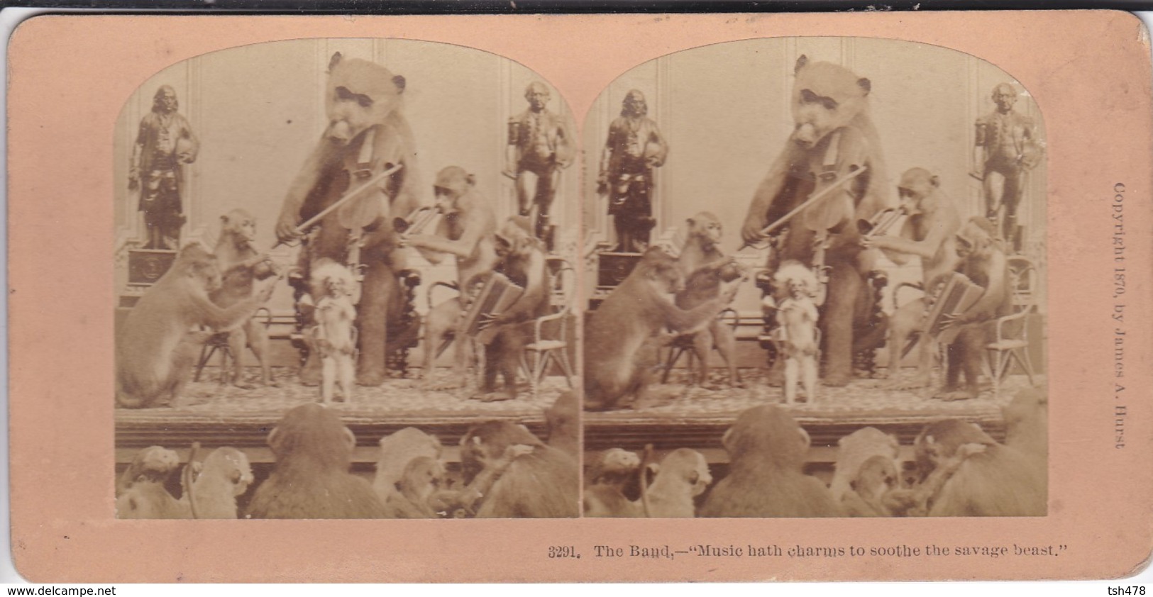 MUSIC HATH Charms To Soothe--Singes Ours--copyright 1870 By James A. HURST-B. W. KILBURN-littleton N. H.-voir 2 Scans - Stereoscopic