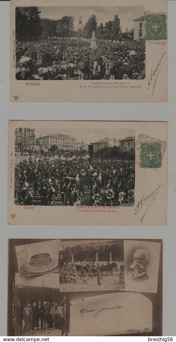 Italie Funérailles Du Roi Umberto I (Monza,  Roma....) 6 Cartes   1900 / 1901 - Otros & Sin Clasificación