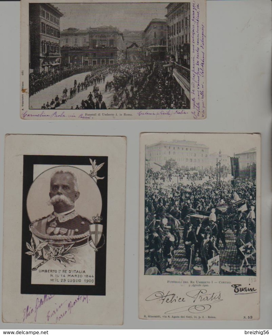 Italie Funérailles Du Roi Umberto I (Monza,  Roma....) 6 Cartes   1900 / 1901 - Otros & Sin Clasificación