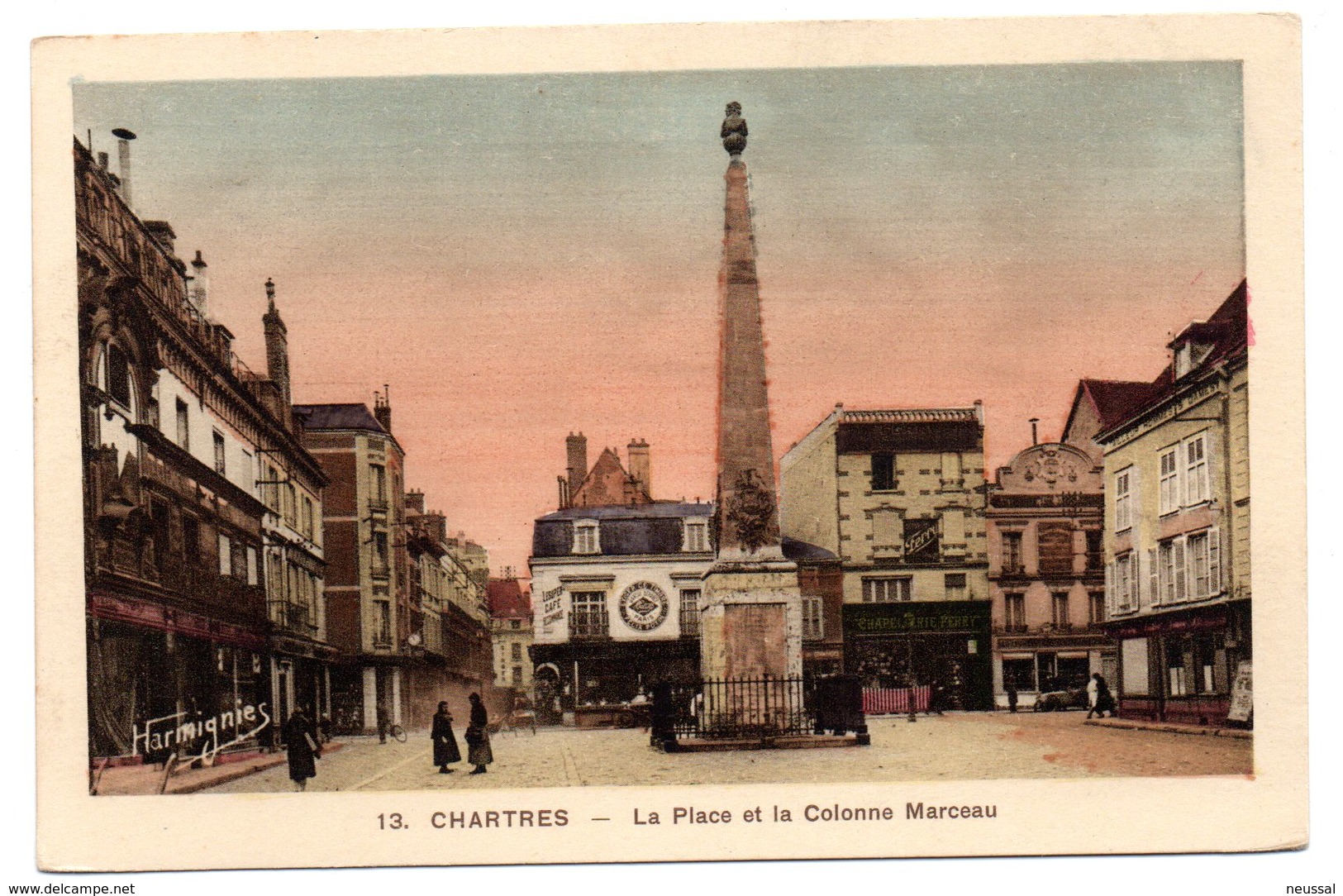 Tarjeta Postal Chartres- La Place Et La Colonne Marceau. - Chartres