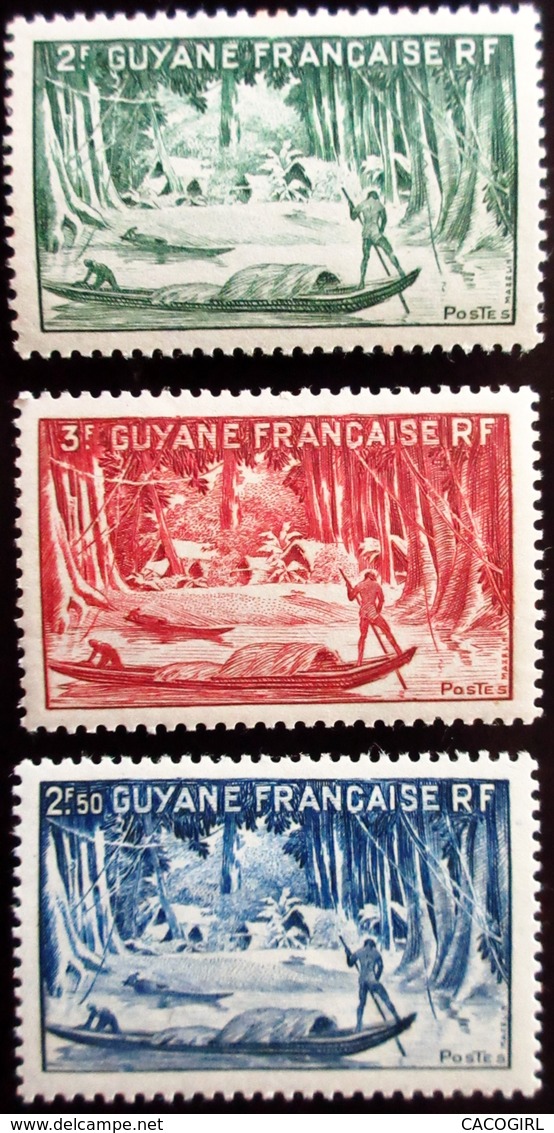 1947 Guyane Yt 207, 208, 209 .River Oyapok  . Neuf Trace Charnière - Neufs