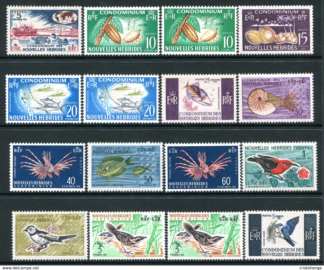 Nouvelles Hebrides 1963-72 Pictorial Definitives Set HM (SG F110-F125) - Unused Stamps