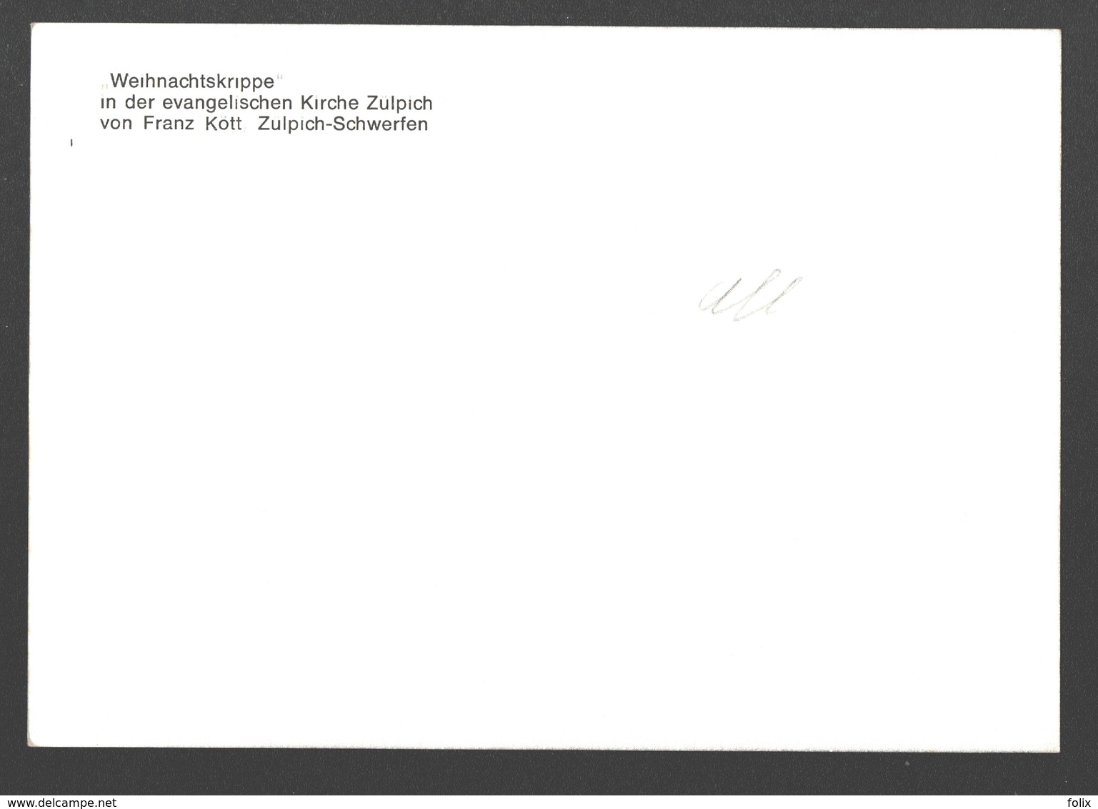 Zülpich / Schwerfen - Weihnachtskrippe In Der Evangelischen Kirche Zülpich - Single Back - Zuelpich