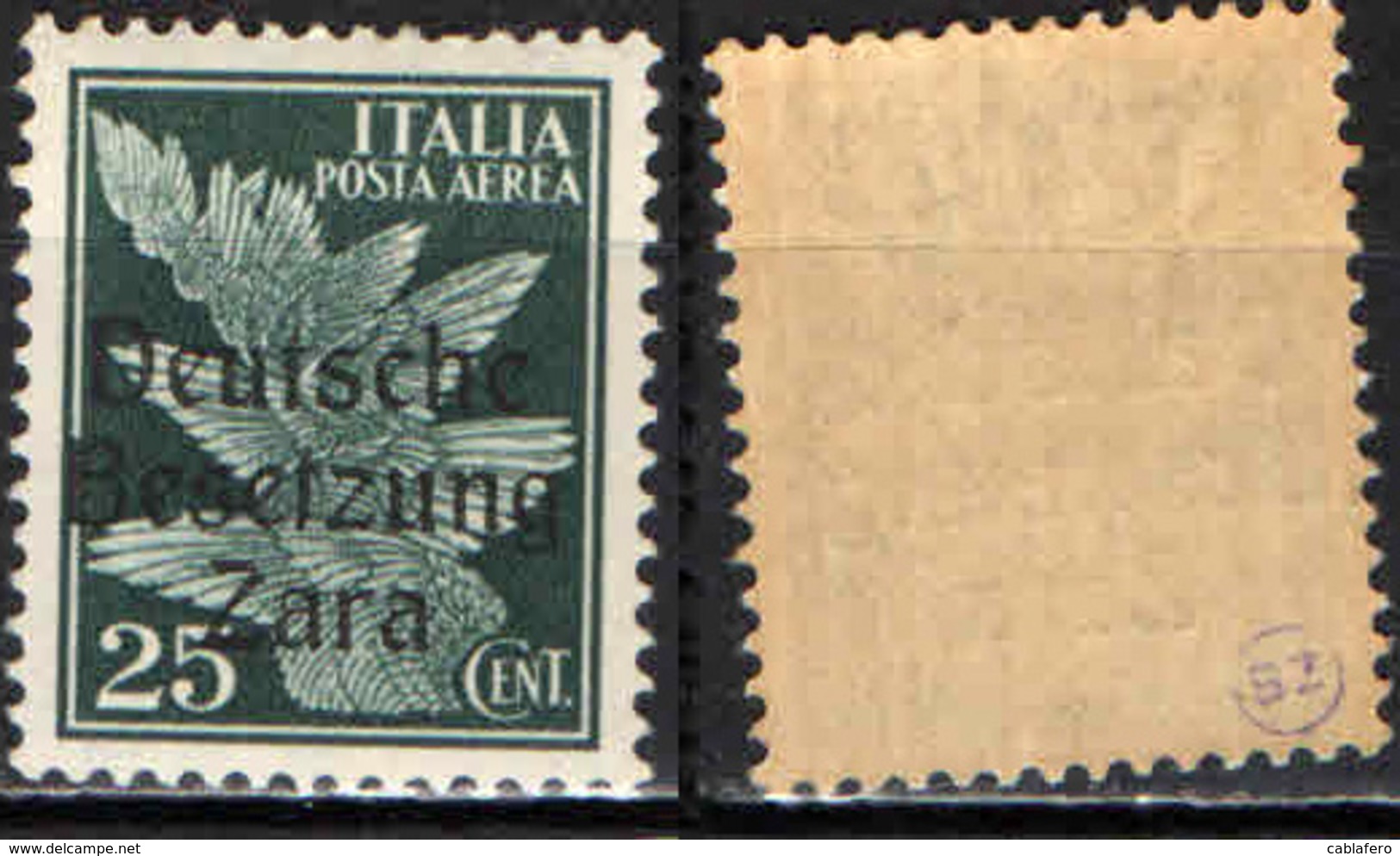 ITALIA - OCCUPAZIONE TEDESCA - ZARA - 1943 - SOVRASTAMPA - 25 CENT. - MNH - Occup. Tedesca: Zara