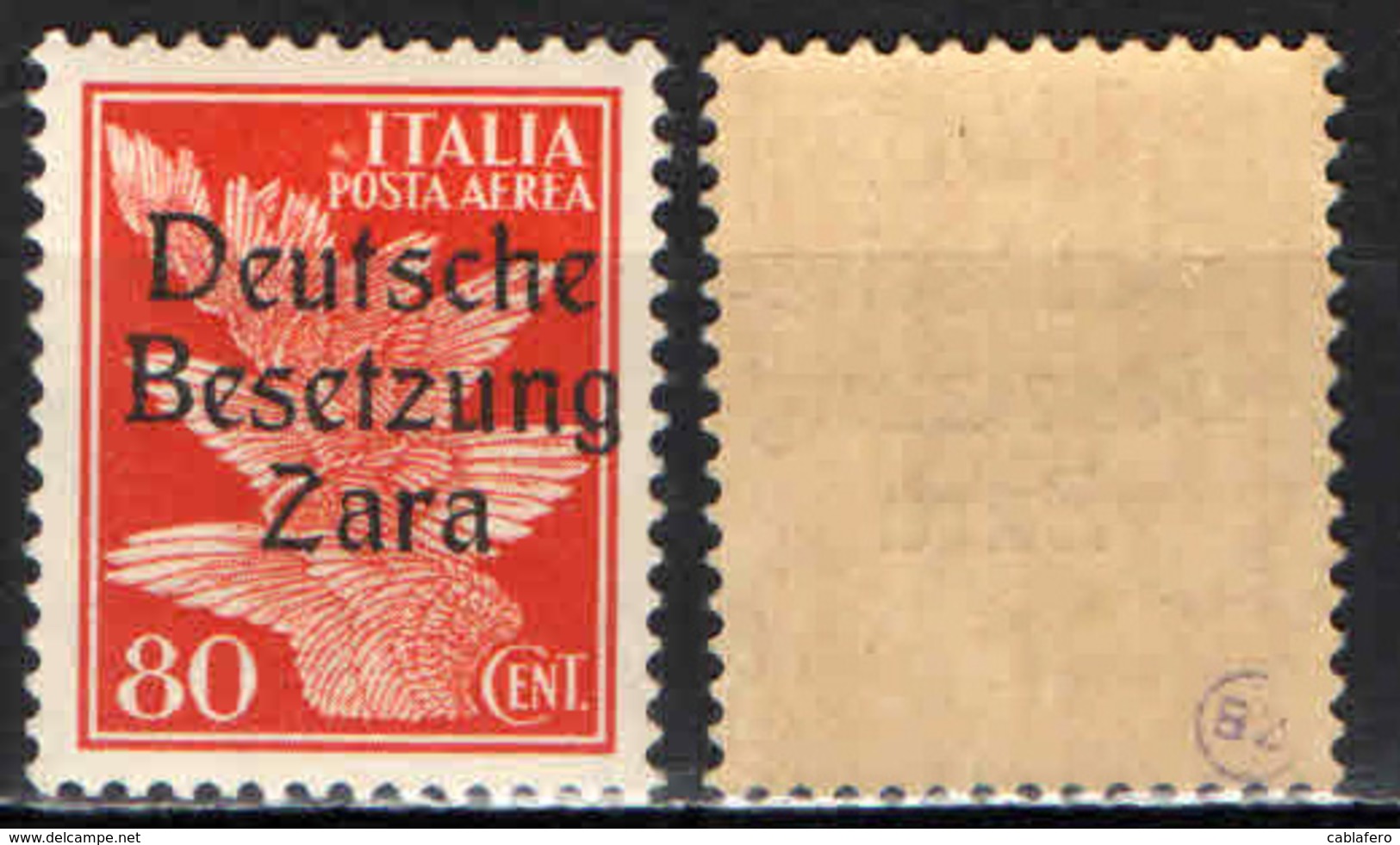 ITALIA - OCCUPAZIONE TEDESCA - ZARA - 1943 - SOVRASTAMPA - 80 CENT. - MNH - Occ. Allemande: Zara