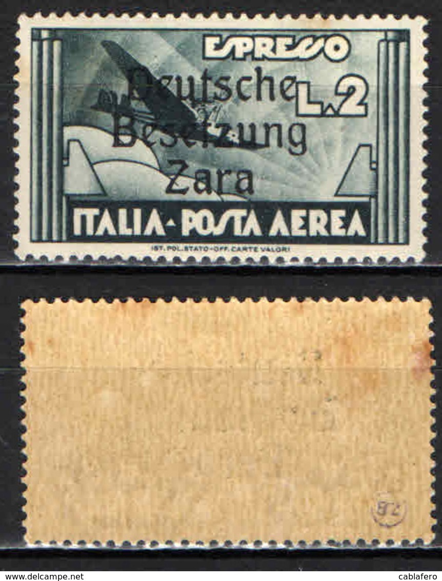 ITALIA - OCCUPAZIONE TEDESCA - ZARA - 1943 - SOVRASTAMPA - 2 LIRE - MH - Duitse Bez.: Zara