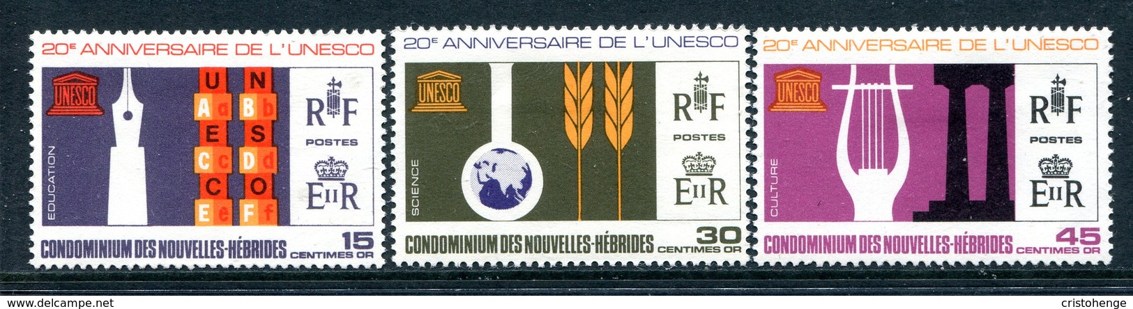 Nouvelles Hebrides 1966 20th Anniversary Of UNESCO Set HM (SG F138-F140) - Unused Stamps