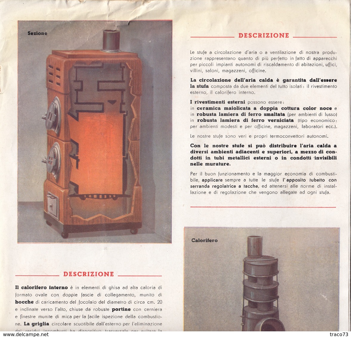 ERBA (Como) / Brochure pubblicitaria " ditta FILIPPO POZZOLI - Fabbrica Stufe di Ceramica a Circolazione d'Aria " Firma