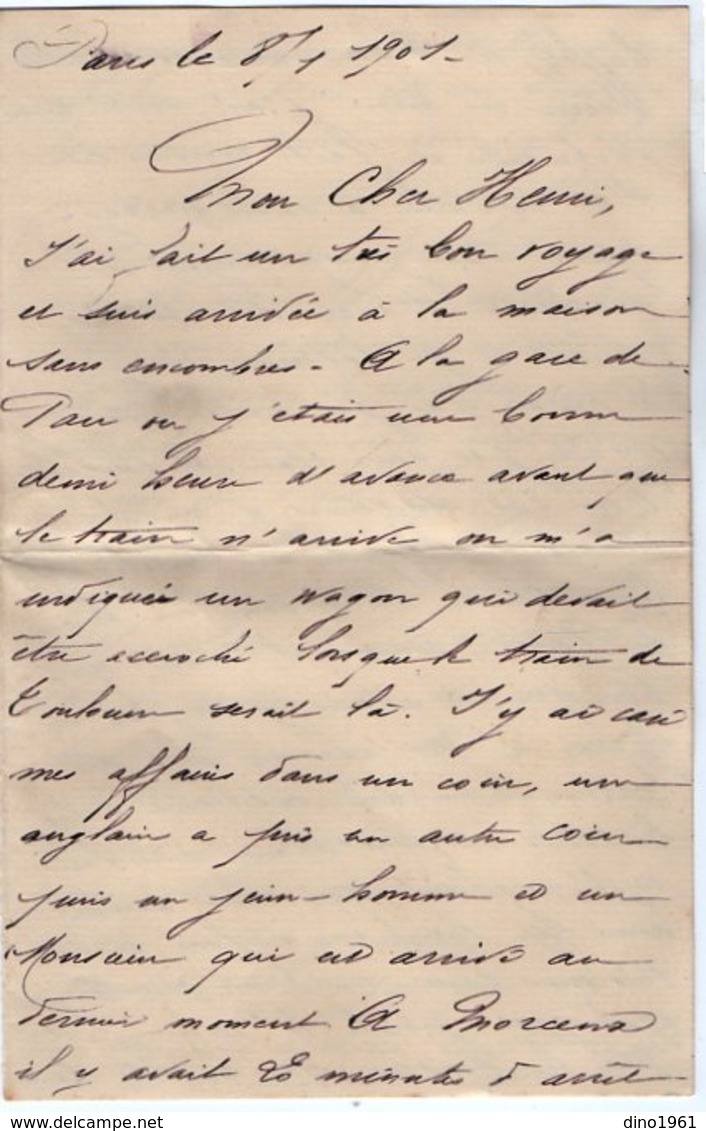 VP14.509 - PARIS 1901 -  Lettre De Mr Jean ? - Récit Voyage PAU X PARIS - Manuscrits