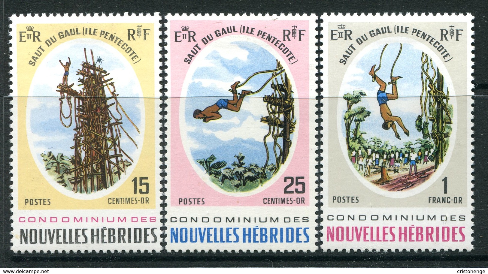 Nouvelles Hebrides 1969 Pentecost Island Land Divers Set MNH (SG F153-F155) - Unused Stamps