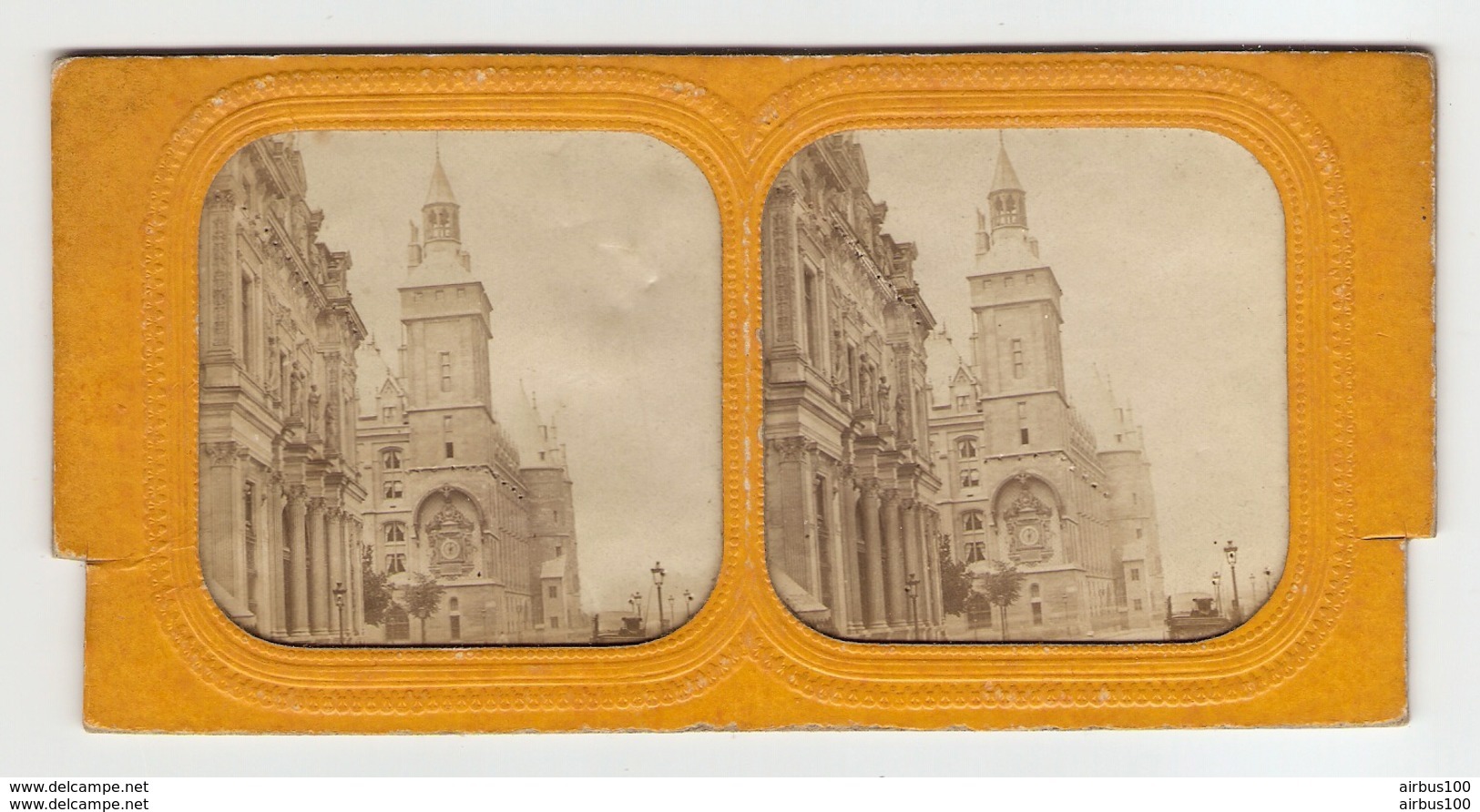 PHOTO STÉRÉOSCOPIQUE COULEUR ÉGLISE MONUMENT CLOCHER HORLOGE (?) A IDENTIFIER - 2 Scans - - Photos Stéréoscopiques