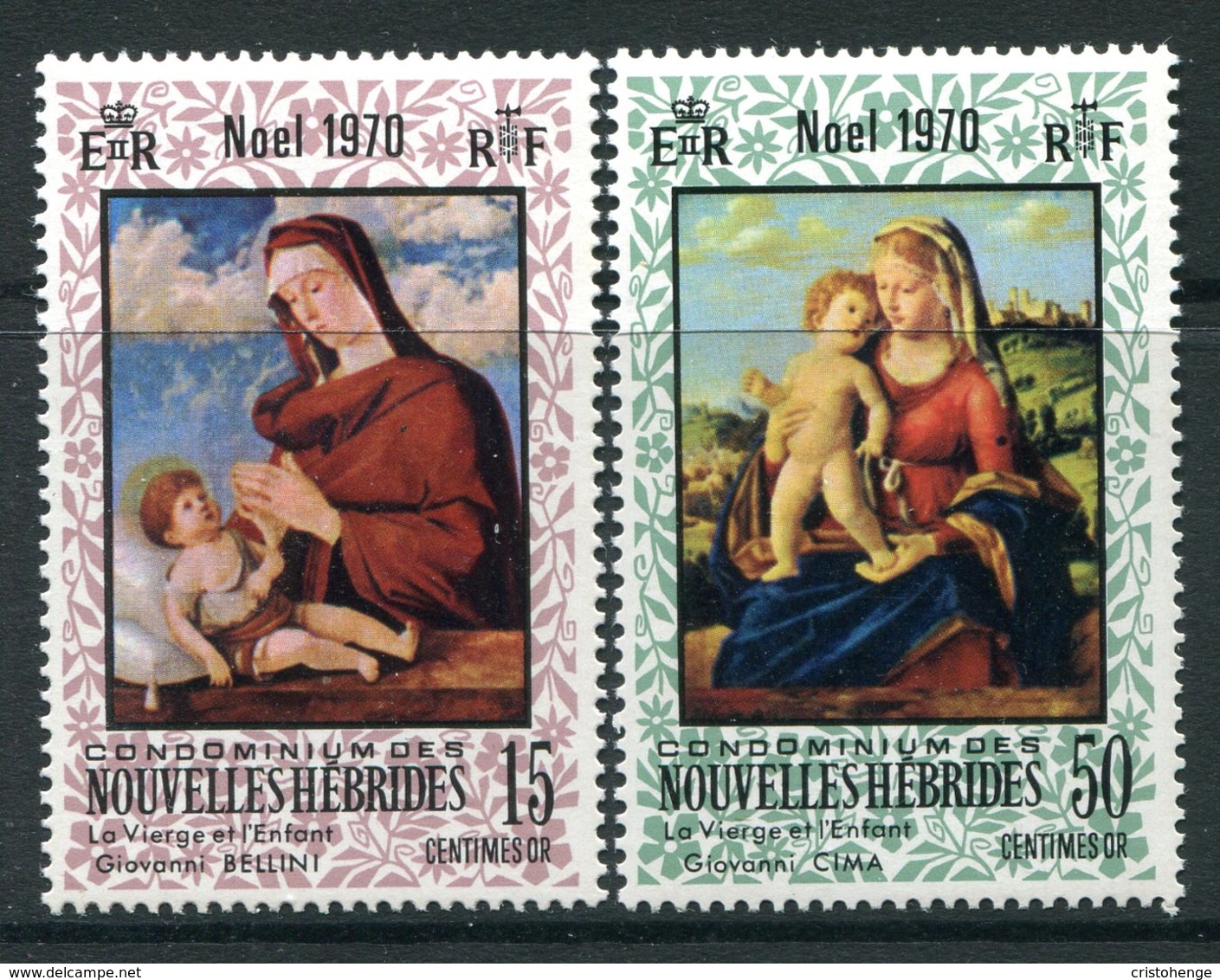 Nouvelles Hebrides 1970 Christmas Set HM (SG F160-F161) - Unused Stamps