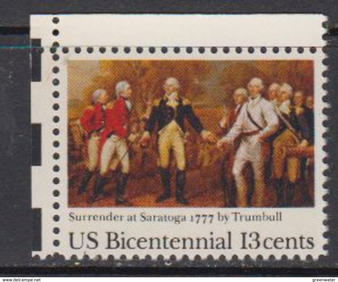 USA 1977 Bicentennial / Surender At Saratoga 1v (corner) ** Mnh (41805A) - Ongebruikt