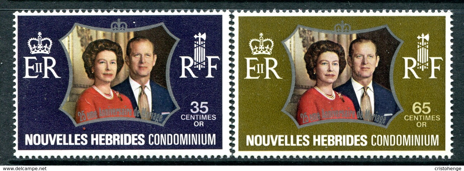 Nouvelles Hebrides 1972 Royal Silver Wedding Set HM (SG F187-F188) - Unused Stamps