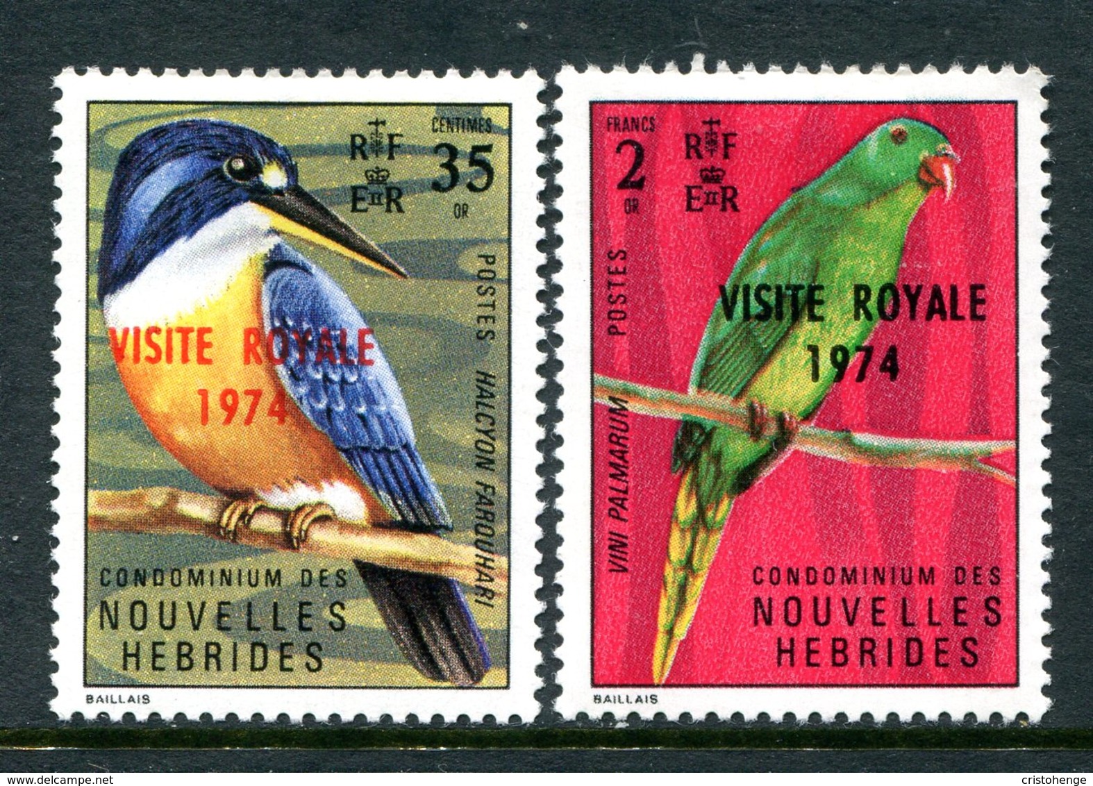 Nouvelles Hebrides 1974 Royal Visit Set HM (SG F203-F204) - Unused Stamps