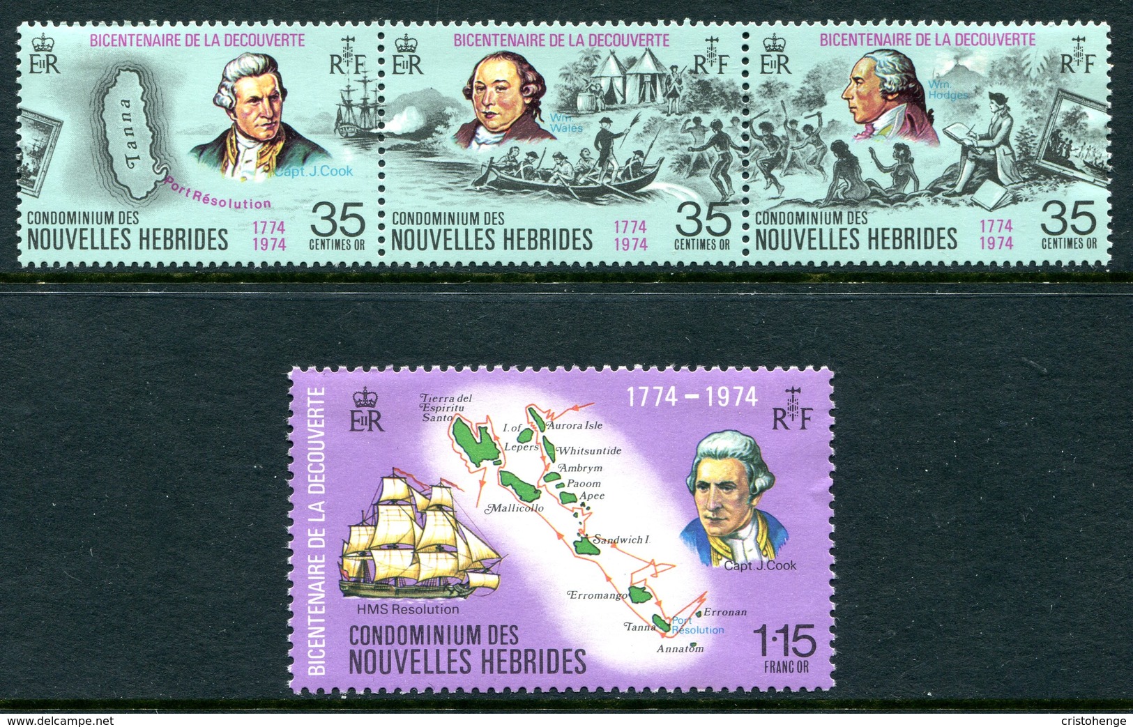 Nouvelles Hebrides 1974 Bicentenary Of Discovery Set HM (SG F207-F210) - Unused Stamps