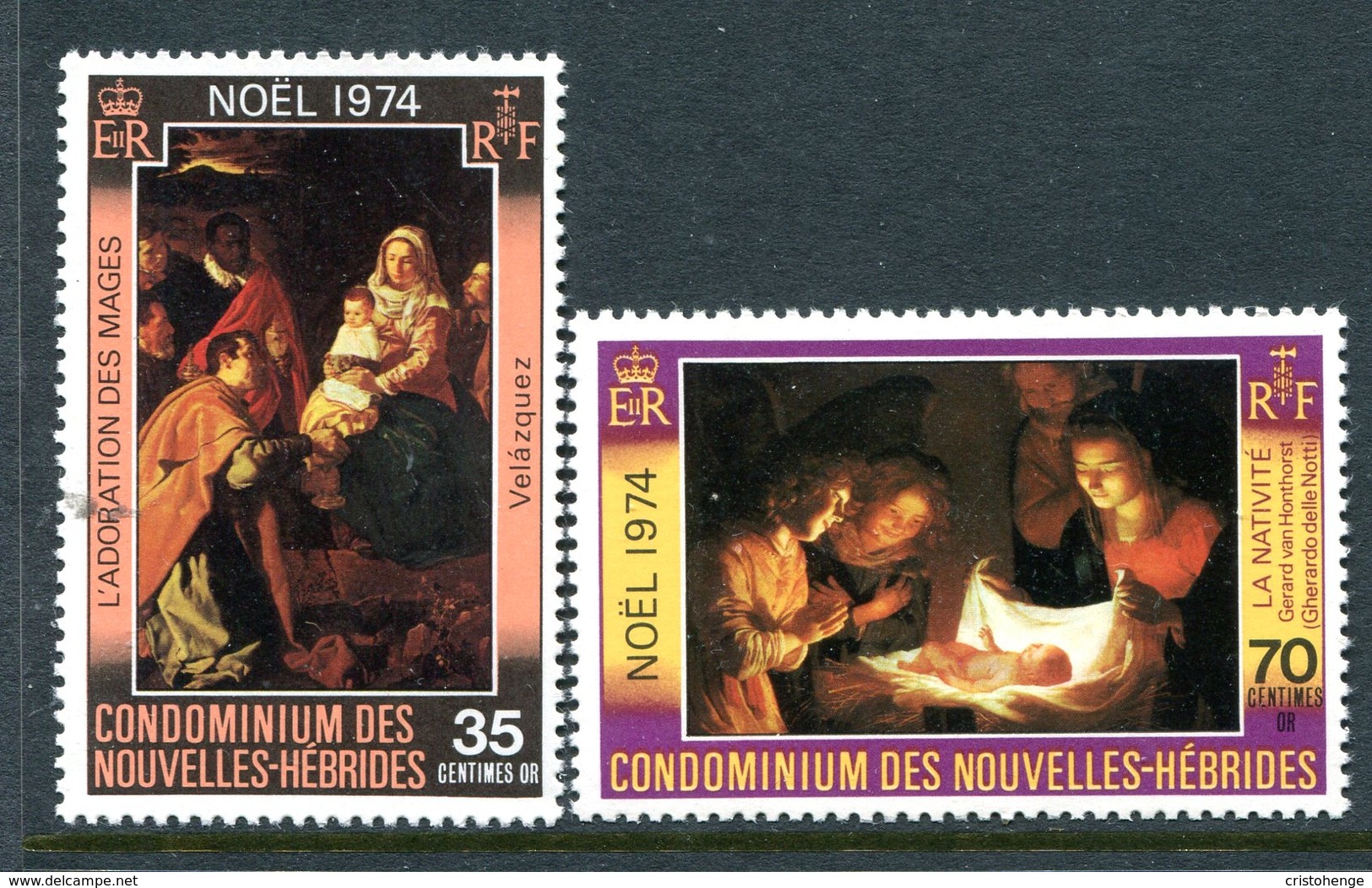 Nouvelles Hebrides 1974 Christmas Set MNH (SG F211-F212) - Unused Stamps