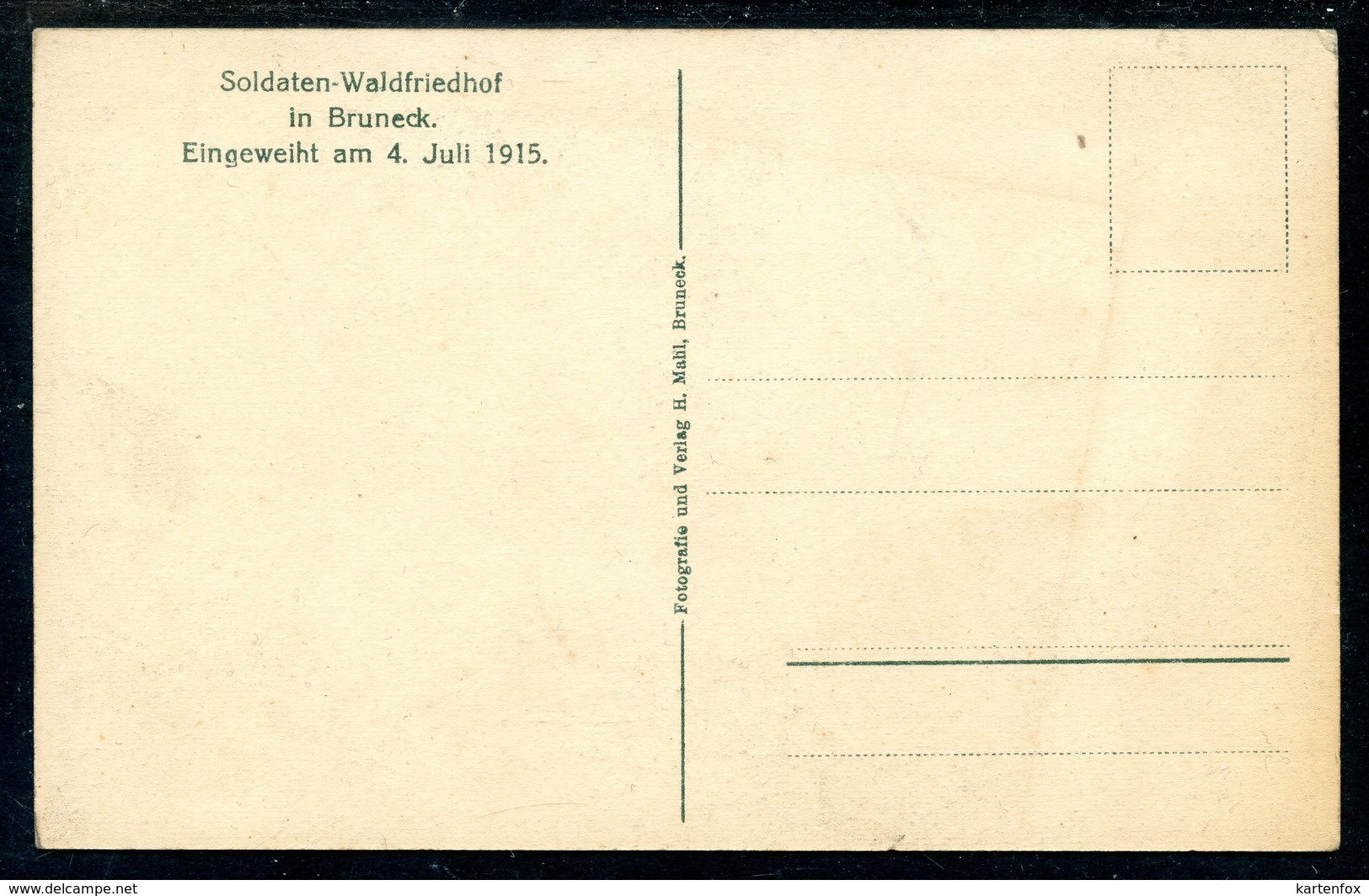 Bruneck, 1915, Brunico, Soldaten-Waldfriedhof _1, Friedhof, Südtirol, Verlag Mahl - Bolzano