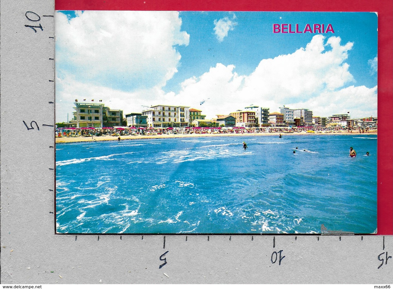 CARTOLINA VG ITALIA - BELLARIA (RN) - Alberghi E Spiaggia Visti Dal Mare - 10 X 15 - ANN. 1971 GIOCHI GIOVENTU - Rimini