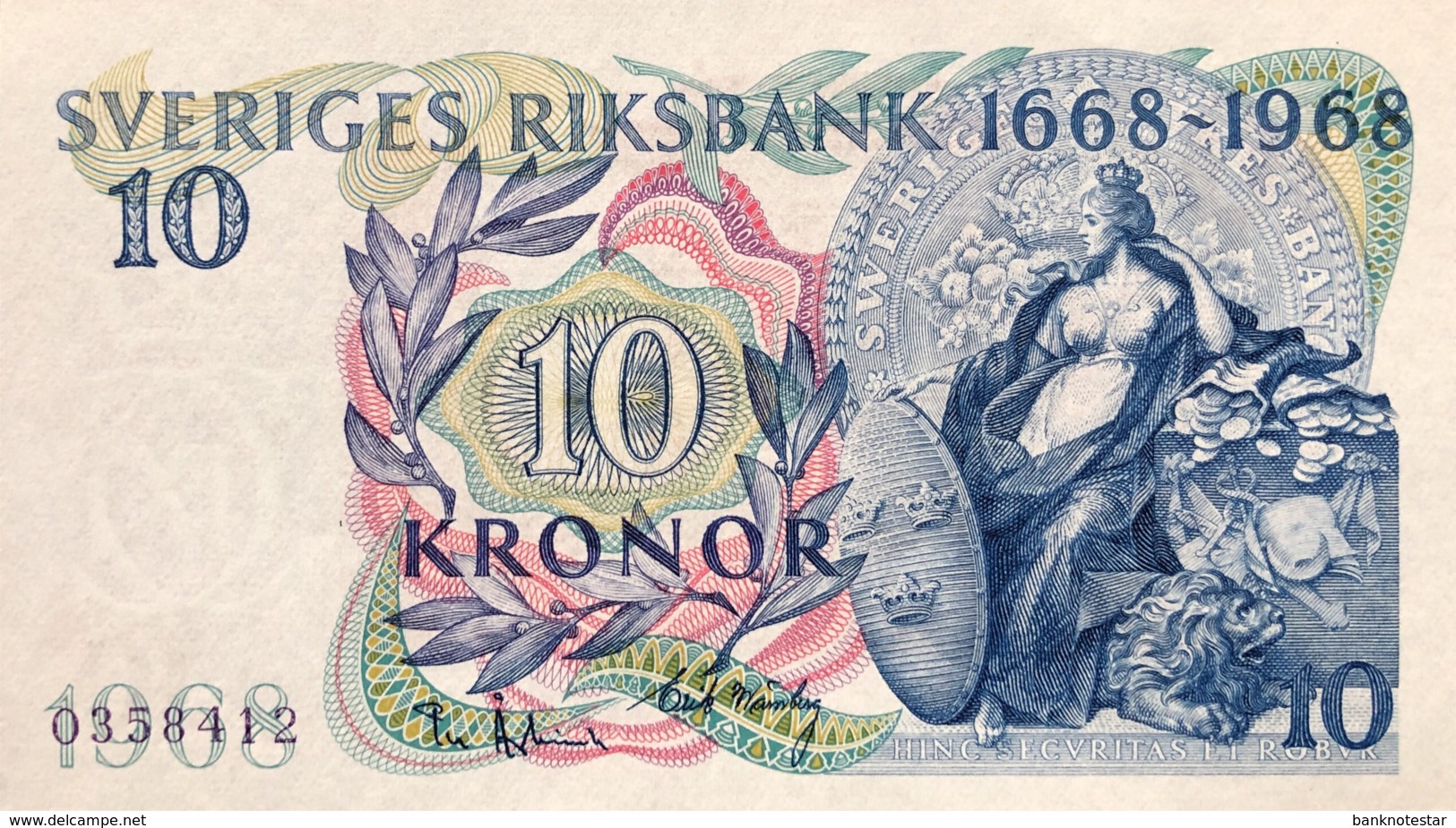 Sweden 10 Kronor, P-56 (1968) - UNC - 300 Years Central Bank - Suède