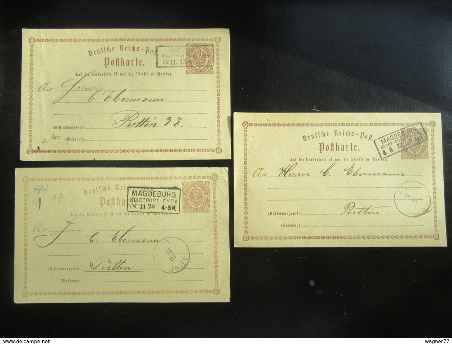 3x Postkarte / Ganzsache - Reichspost - Stempel Stadtpost Dresden U. Magdeburg 1873/1874 - Erhaltung II - Briefe U. Dokumente
