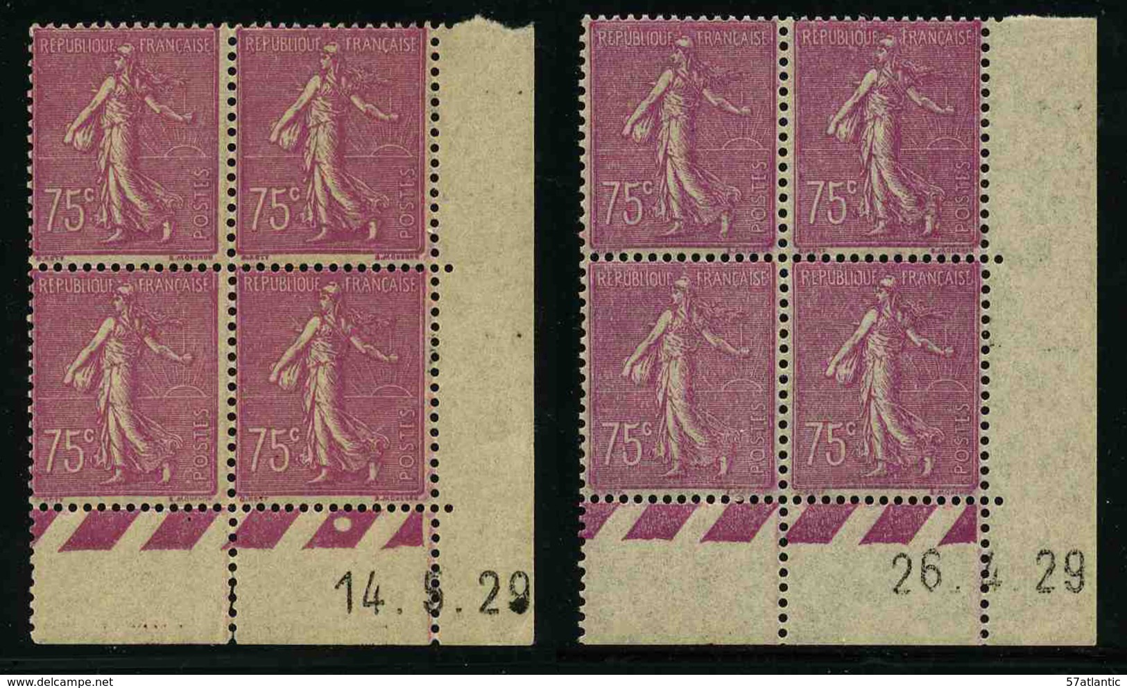 FRANCE - YT 202 ** - 2 BLOCS DE 4 TIMBRES NEUFS ** AVEC COIN DATE - ....-1929