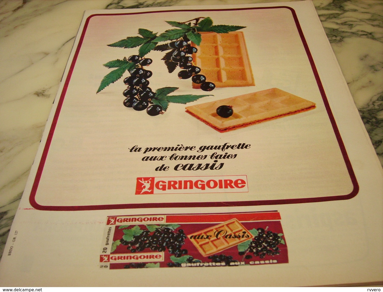 ANCIENNE PUBLICITE GAUFRETTE DE CASSIS  GRINGOIRE  1966 - Affiches