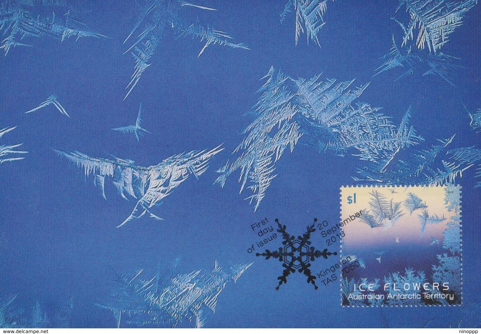 Australian Antarctic Territory 2016 Ice Flowers $ 1 Blue, Maximum Card - Maximum Cards