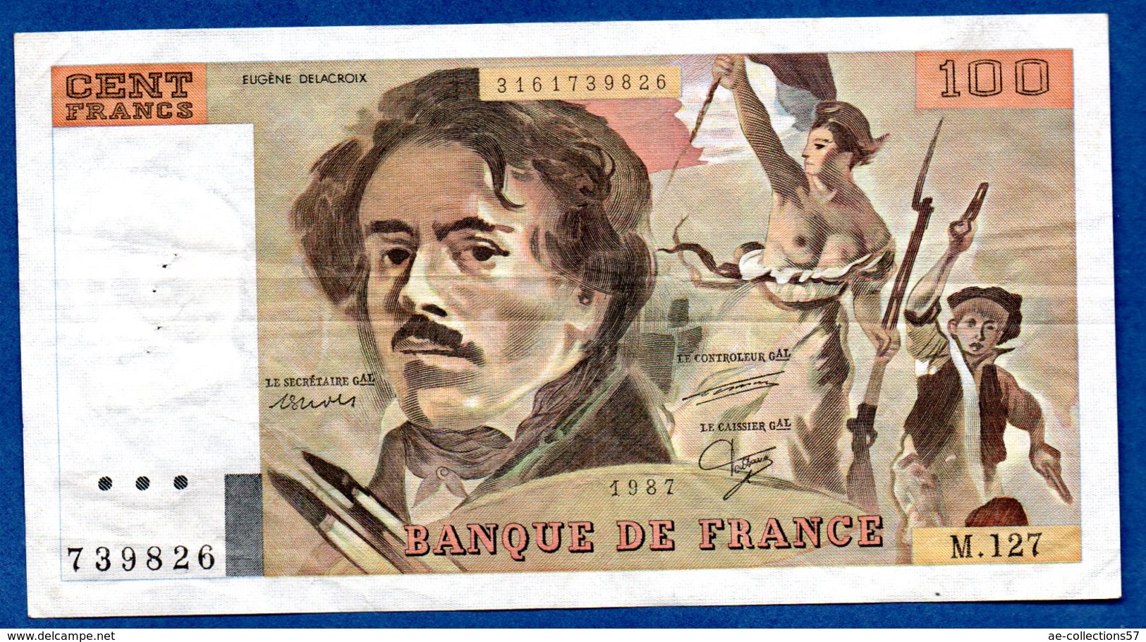 Delacroix -  100 Francs 1987 -  état  TB+ - 100 F 1978-1995 ''Delacroix''