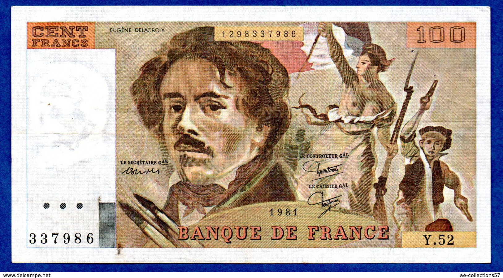 Delacroix -  100 Francs 1981 -  état  TB+ - 100 F 1978-1995 ''Delacroix''