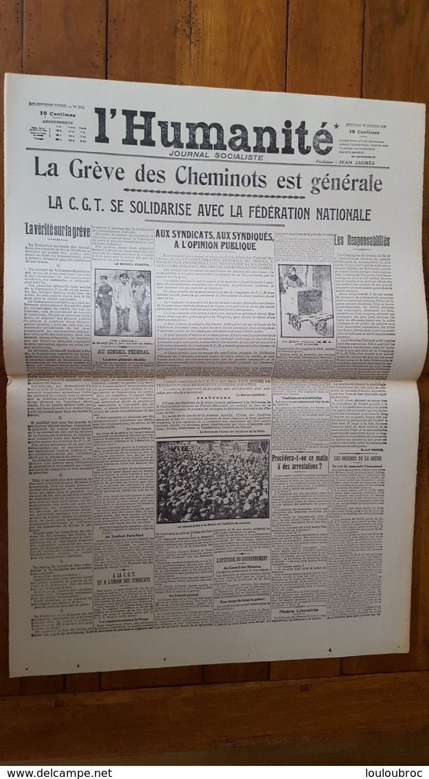 L'HUMANITE FAC SIMILE DE LA UNE DU 29/02/1920  N°5791 LA GREVE DES CHEMINOTS ET POSTFACE GEORGES SEGUY - Andere & Zonder Classificatie