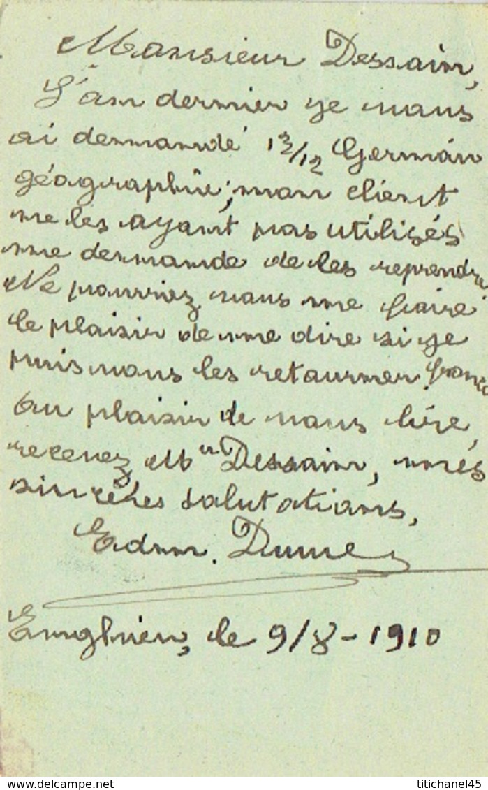 CP Publicitaire ENGHIEN 1910 - EDMOND DUWEZ - Librairie, Ameublement Scolaire - Edingen