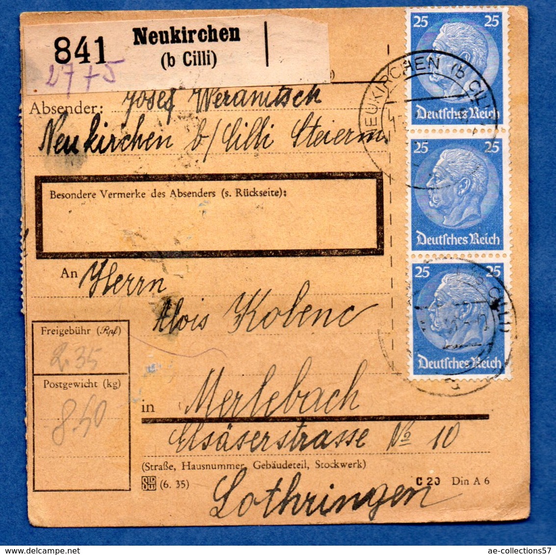 Colis Postal  -  Départ Neukirchen  - 27/3/1943 - Lettres & Documents